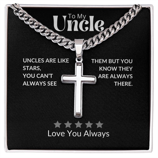 To My Uncle | Love You Always - Cuban Chain with Artisan Cross Necklace