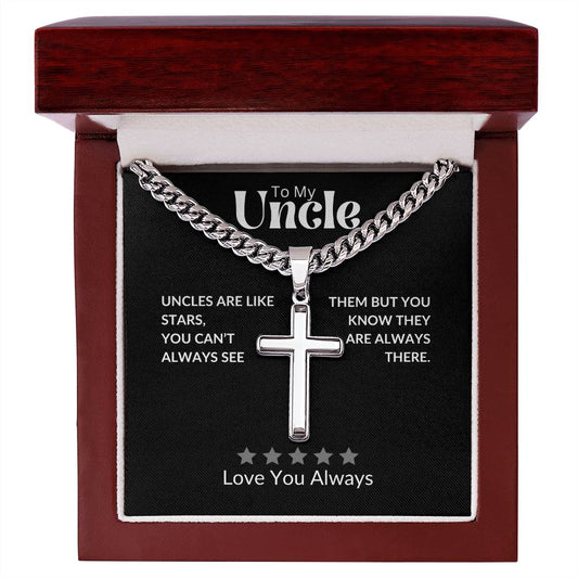 To My Uncle | Love You Always - Cuban Chain with Artisan Cross Necklace